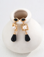 Natural Pearl Black Onyx Earrings - Image 2