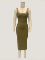 Womens U-Neck Bandage Bodycon Dress - Image 4