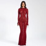 Red Leopard Print Fishtail Dress