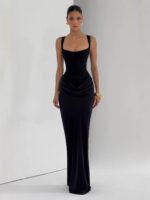 Womens Slim Fit Spaghetti Strap Bodycon Dress - Image 4