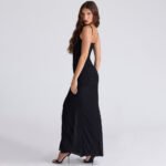 Pleated Slit Suspender Long Dress - Image 4