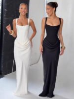Drawstring Pleated A-Line Dress - Image 3