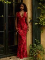 Elegant Lace Backless Evening Dress