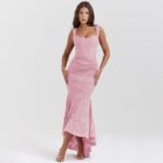 Elegant One-Shoulder Fishbone Bodycon Dress - Image 2