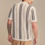 Mens Hollow Knitted Polo Shirt - Image 2