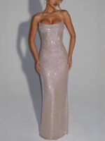 Sequin Sleeveless Evening Gown - Image 3