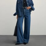 Meikeduo/Tiktok High-Quality Cross-Border Clothing Popular Elastic Wide-Leg Jeans for Women Export European and American Clothing