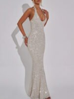 Womens Halter Neck Sleeveless Dress - Image 3