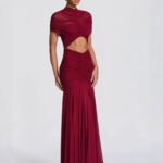 Elegant Pleated Hollow-Out Slim-Fit Dress