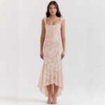 Elegant One-Shoulder Fishbone Bodycon Dress - Image 4