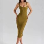 Womens U-Neck Bandage Bodycon Dress