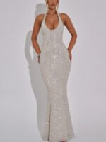 Womens Halter Neck Sleeveless Dress