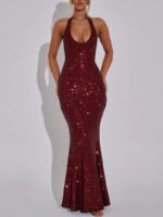 Womens Halter Neck Sleeveless Dress - Image 2