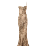 Floral Print Chiffon Mermaid Evening Gown - Image 5