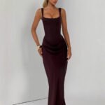 Drawstring Pleated A-Line Dress