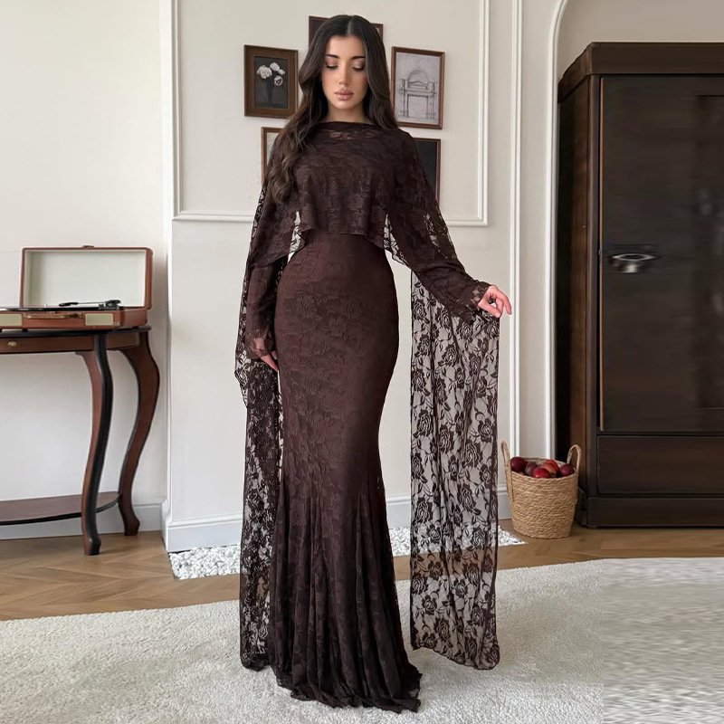 ec99d109-b8b7-4325-88d3-eaa9397f4607.jpg Lace Shawl Slim Fit Hip Elegant Fashion Dress - Image 1