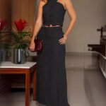 Womens Halter Vest High Waist Skirt Set - Image 2