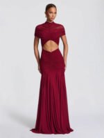 Elegant Pleated Hollow-Out Slim-Fit Dress - Image 2